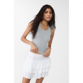 Elasticated Waistband Ruffled Short Skirt