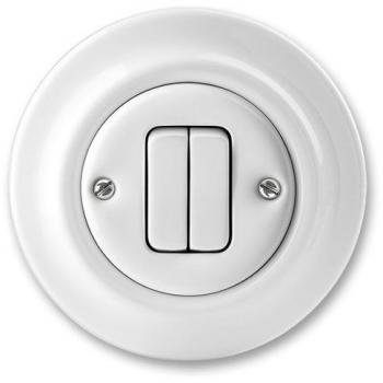 Tlačítko dvojité ABB Decento bílá-porcelán 3559K-C87345