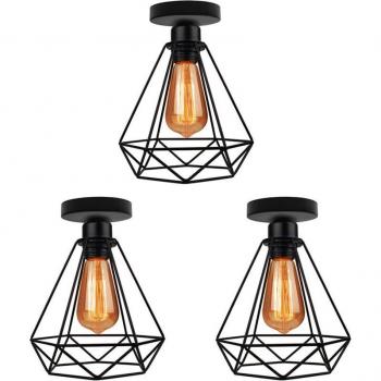 Lampadario Metallo Diamante 20 cm con Attacco E27 Triplo