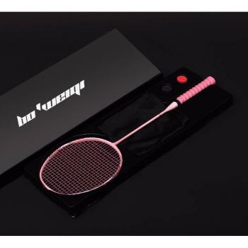 Raqueta de bádminton ligera 7U 8U, 65-67g, fibra de carbono, máxima 30lbs, incluye cuerdas y bolsa