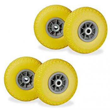 Roue de brouette caoutchouc jaune-gris 4x