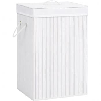 VidaXL White Bamboo Laundry Basket