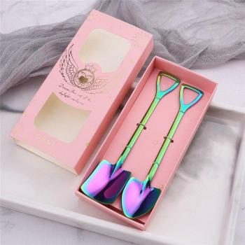 2Pcs Long Handle Metal Spoons for Ice Cream and Coffee
