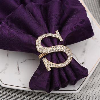 Luxury Gold Diamond Letter Napkin Rings (6 PCS)
