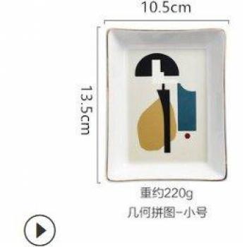 Abstract Elegance Hand‑Painted Ceramic Tray