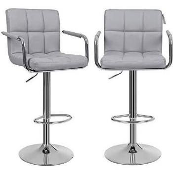 Lot de bar haut Chaise de bar PU chrome hauteur réglable grande base Φ41cm LJB93G SONGMICS