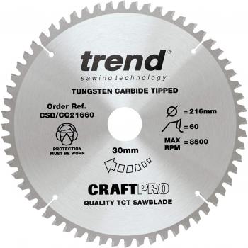 Trend CRAFTPRO Wood Cutting Mitre Saw Blade
