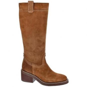 Bottes Hautes Femme Alpe Cuir Talon Carré Gris