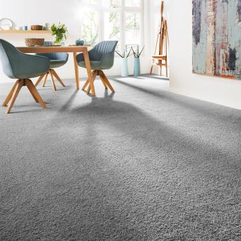 Andiamo Teppichboden Softness in silber, 400 cm Breite, 17 mm Höhe, Made in Belgium