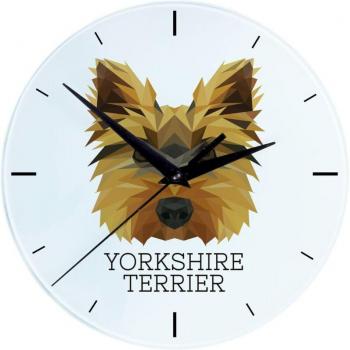 York Orologio da Parete geometrico con Ritratti del Yorkshire Terrier e Testo Art-Dog