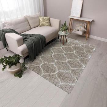 Tapis beige shaggy pour chauffage au sol