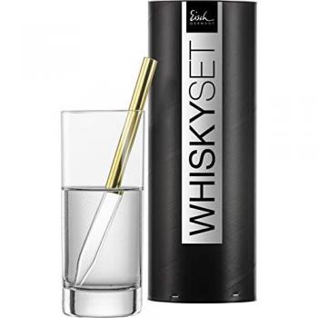 Eisch Germany Gentleman Whisky‑Pipette – Goldene Metallierung, 16,5 cm Glasbehälter, inkl. 1 Wasserglas, 190 ml