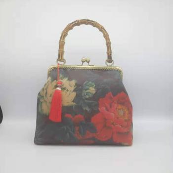 Wooden Vintage Floral Crossbody Handbag