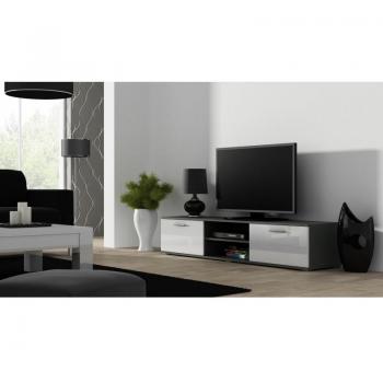Cama Soho 180 con estanterías para TV y equipo de audio, color gris