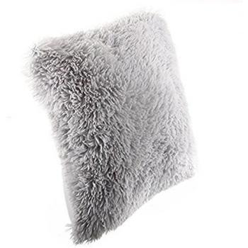 Coussin doux en fausse fourrure gris 40 x 40 cm