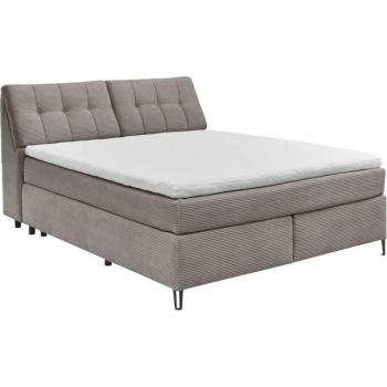 Fairfield Boxspringbett mit Kopfteil in Kassenoptik – Metallfuß schwarz