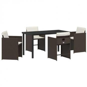 Muebles de Comedor para Jardín 5 Pcs Marrón Ratán Sintético