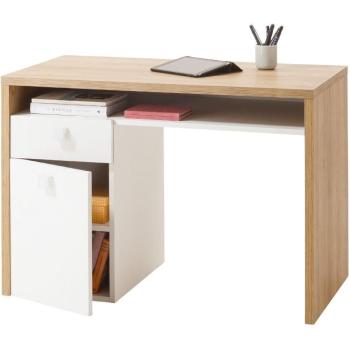 Scrivania Studente 110x60x76 Legno FSC, Cassetto Anta e Vano Inferiore