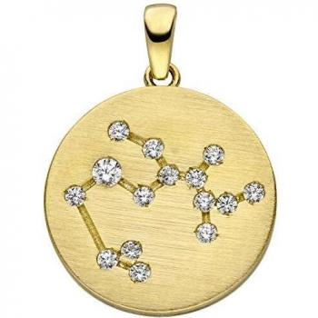 JOBO 15‑Zirkonia Schütze Sternzeichen Anhänger – Gold‑Gelbgold matt