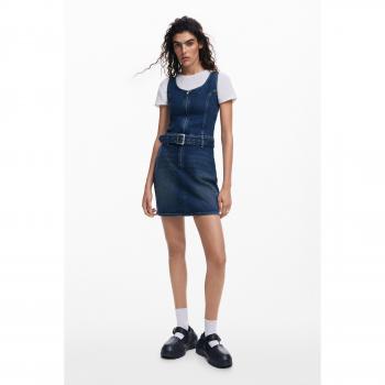Desigual Denim Blue Femme Belted Dress XL