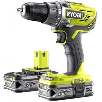 Ryobi Kompaktakkubohrschrauber a 2 velocità con 2 batterie (2,5 Ah) e caricatore rapido