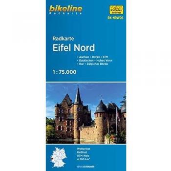 Radkarte Eifel Nord, Aachen, Köln, wasserfest und reißfest, GPS-tauglich mit UTM-Netz