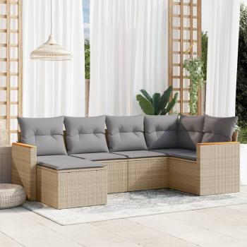 Juego de muebles de jardín 6 PCs con cojines mixtos ratán PE