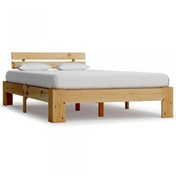 Cadre de lit 140x200 cm en bois massif de pin
