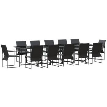Set di tavolo da esterno in acciaio nero 13 pezzi