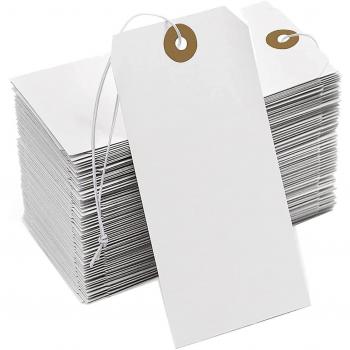 Boîte de 200 Etiquettes Papier à Trou, Attache Corde Blanche