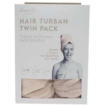 Grey & Cream Turban Hair Towel Duo