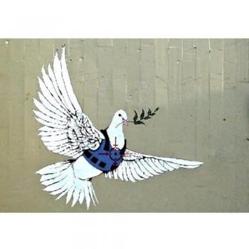 Stampa su Tela Banksy Colomba della Pace in Poliestere Multicolore 100x3x70 cm