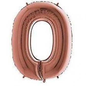 Palloncino Mylar Numero 0 Oro Rosa 102 cm