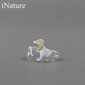 Adjustable Dachshund Dog Ring in 925 Sterling Silver for Women