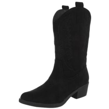 Ital‑Design Biker‑Western‑Stiefel Schwarz – Damenmodell