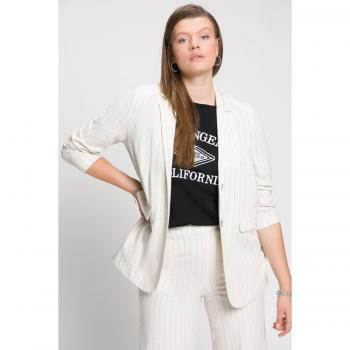 Beige Plus Size Striped Blazer, Linen Effect, Women’s Size 32/34, Polyester/Cotton