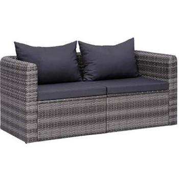 Conjunto de sofás de esquina de jardín 2 piezas gris