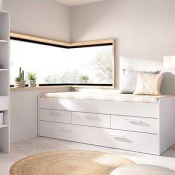 Cama Nido Leka Blanca con 3 Cajones y Espacio de Almacenamiento