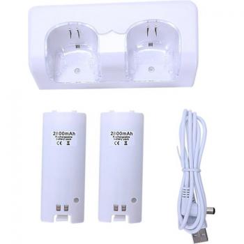 Station de Recharge 2 Ports en Plastique avec 2 Batteries 2800mAh pour Wii WIIMOTE