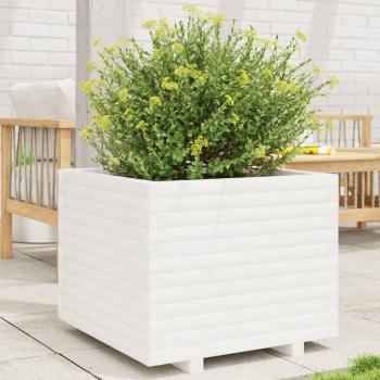 Outdoor White Planter 60x60x49.5 cm Solid Wood