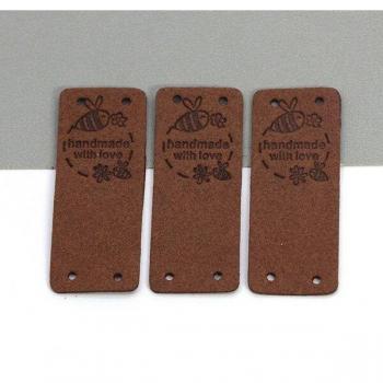 20Pcs Handmade Clothing Labels with Bee Flower Design, 2x5cm
