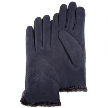 Gants en cuir de chèvre velours pour femme avec doublure en fausse fourrure
