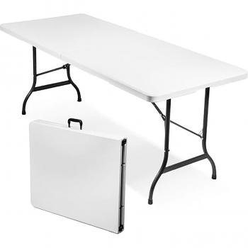 Tavolo rettangolare pieghevole catering in metallo e abs bianco 180 x 75