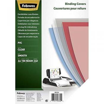 PVC Binding Covers, 240 Micron, Pack of 100, Fellowes Trans Cover