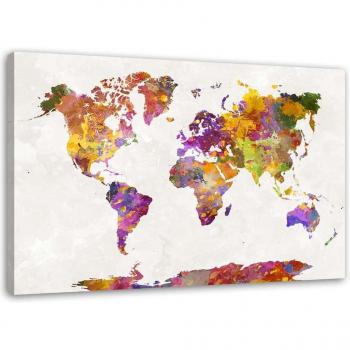 Arte Mapas del Globo en Tela 60x40 Acuarela