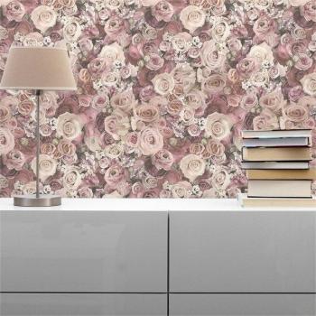 Papier Peint à Fleurs M1-No.65 Rose Crème