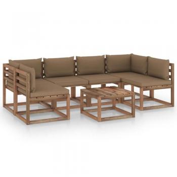 Pallets 7pzas para Jardín con Cojines Pino Resistente