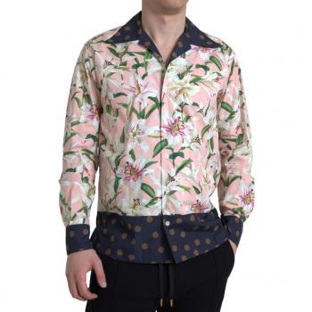 Dolce & Gabbana Cotton Polka Dot Lily Print Shirt