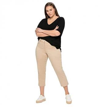 Sheego Damen-Shirt mit dezentem Streifenlook – Oversized, V‑Ausschnitt, Gr. 44/46