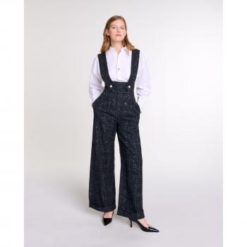 Pantalón de mujer con tirantes desmontables en tweed